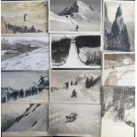 Postcards, winter sports, collection of 70+ cards, RPs and printed, inc. tobogganing, sledges,