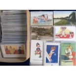 Postcards, a subject assortment of approx. 270 cards mostly in sleeves inc. comic, animals, music,