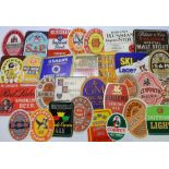 Beer labels, a mixed selection of 30 labels (including 3 with contents), various shapes, sizes and