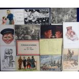 Postcards, Military interest, a collection of 45+ cards, mostly WW1 Patriotic inc. artist drawn,