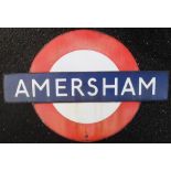 Railwayana, London Underground Amersham Station enamel sign in 3 sections comprising 1 (approx. size