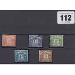 Stamps, postage dues 1951-1954 SG D35-D39, unmounted mint, catalogue value £75