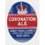 Beer label, Sidney Fussell & Sons Ltd, 1953 Coronation label, v.o, (vg) (1)