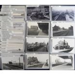 Postcards, Railway interest, modern plain back photo reproduction of station interiors & some