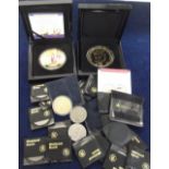 Coins, two, limited edition, gold plated Bradford Exchange boxed commemorative coins, Spitfire First