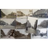 Postcards, Croydon street scenes, Croydon High Street (2), Park Lane, residential streets (2),