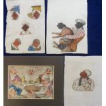 Ephemera, 4 Transformation Playing Cards circa 1810, hand coloured (gd) (4)