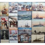 Postcards, Tony Warr Collection, a collection of approx. 55 artist drawn naval shipping cards, Naval