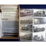 Postcards, box of modern postcard size photo reproductions of railway engines and a few stations,