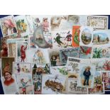 Tony Warr Collection, Ephemera, 100+ Victorian and early 20thC Greetings Cards to include glitter,