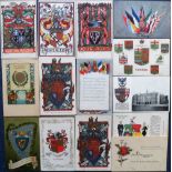 Postcards, Tony Warr Collection, a mixed collection of approx. 44 heraldic cards, tartan, flags