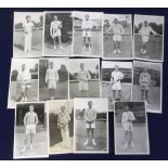 Tennis photographs, a collection of 14 postcard size b/w photos, as sold in the Wimbledon shop,