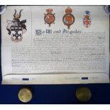 Armorial Scroll, dated 1951 conferring the right to bear a coat of arms on Tom Johnstone and his