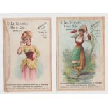 Cigarette cards, Belgium, Henri Kiss, a pair of advertising cards, 'XL' size, each one showing a