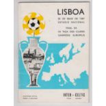 Football programme, Inter Milan v Celtic, European Cup Final, 25 May 1967, played in Lisbon, the