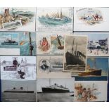 Postcards, a selection of 40 cards, mainly shipping, from the Norddeutscher Lloyd Line Bremen,