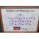 Football autographs, England, World Cup Winners 1966, unique framed montage of item showing