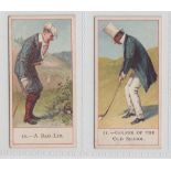 Cigarette cards, Cope's, Cope's Golfers, two type cards, no 10 A Bad Lie & no 11 Golfer of the Old