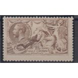 Stamp, GB, 2/6- De la Rue, Seahorse, grey-brown, SG 407, mounted mint, catalogue value £400