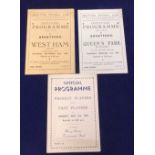 Football programmes, Brentford selection v West Ham FLS 22 Sep 1945, QPR FAC 14 Feb 1946 and Present