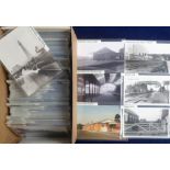 Postcards, Railway interest, railway stations as modern plain back photo reproductions, approx.