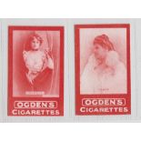 Cigarette cards, Ogden's, Actresses, Tabs Type issues, two cards, both with fronts in red, '