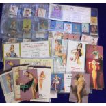 Trade issues, USA, a collection o0f 1950's glamour collectables, 8 Mutoscope cards, 21 calendar