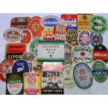 Beer labels, a mixed selection of 30 labels (including 1 with contents), various shapes, sizes and