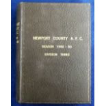 Football programmes, Newport County bound volume in black leather embossed with 'Newport County A.