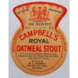Beer label, Campbell's Royal Oatmeal Stout, Edinburgh, bottled by W F Russell, Glasgow, (105mm high)