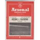 Football programme, FA Charity Shield, Arsenal v Blackpool, 12 Oct 1953 played at Highbury, with