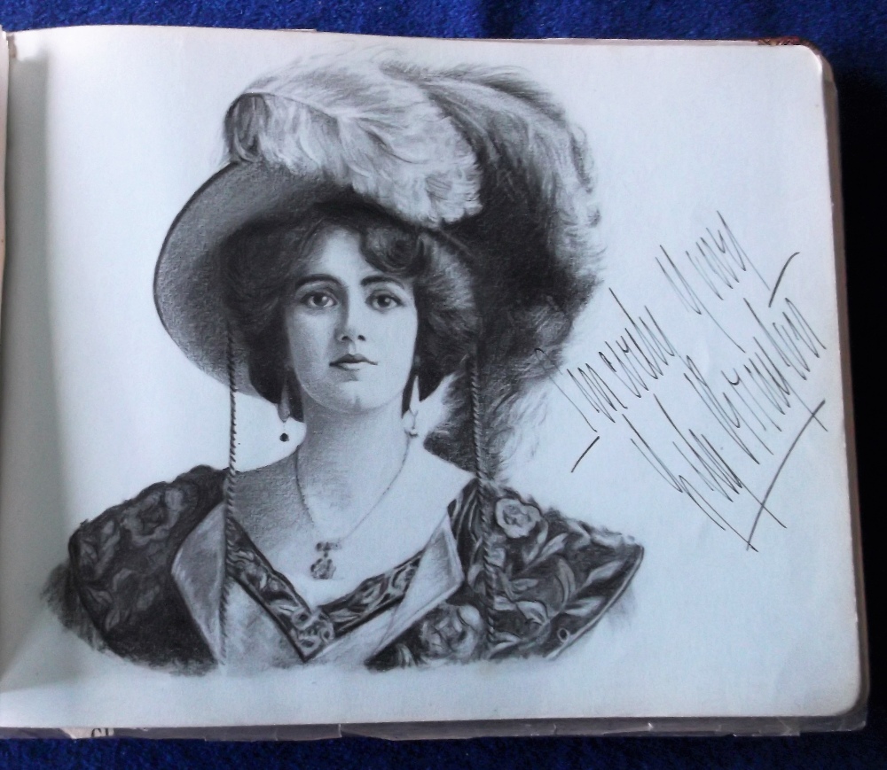 Ephemera, Theatre, a fine sketch book (album) in pencil and charcoal of Edwardian and later stars of - Image 4 of 9