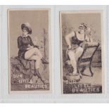 Cigarette cards, USA, Allen & Ginter, Our Little Beauties, Woodburytypes, 2 cards both with