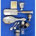 Silver, a quantity of antique and vintage silver items comprising a 1923 trophy for Egham Regatta