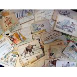 WW2, Artwork, collection of 110+ WW2 period amateur artworks depicting comic situations most with