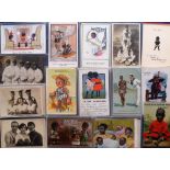 RE-ENTERED LOT - SEE NOTE, Postcards, a good collection of 68 artist-drawn cards depicting black