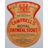 Beer label, Campbell's Royal Oatmeal Stout bottled by George C Hamilton, Glasgow, (105mm high) (