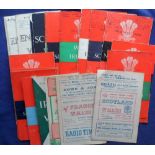 Rugby Union, selection of International programmes from 1951-60 inc. Wales v. Ireland 10 Mar 1951,
