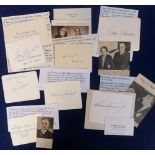 Autographs, Politicians and diplomats, 1950s/60s, all on signed white cards, inc. Rene Massigli (