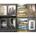 Postcards, a large mixed age UK topographical collection in ten vintage albums with many cards