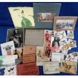 Ephemera, a mixed collection of cigarette cards, albums, engravings, sport, postcard booklets,