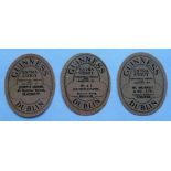 Beer labels, a selection of 3 very small Guinness labels approx. 55mm high from Buckie, Glasgow &