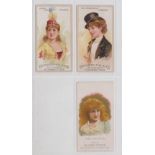 Cigarette cards, USA, Thos. Hall, three cards, Theatrical Types (2) Leading Lady Burlesque & Male