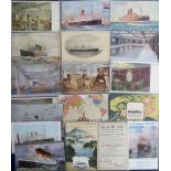 Postcards, Shipping, a good selection of artist-drawn coloured cards including P&O, Japan - NYK,