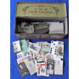 Cigarette cards, vintage biscuit tin containing a mixed selection of mainly part-sets and odds