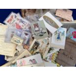 Ephemera, Tony Warr Collection, a quantity of mixed 19th and 20th C ephemera to include a dried leaf