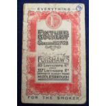 Football, fixture booklet produced for season 1927/28 by Tobacconist Forshaw's Middlesbrough, 20