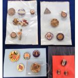 Early 20th C Patriotic Badges to include On War Service, Women's Association Fair Trade Imperial