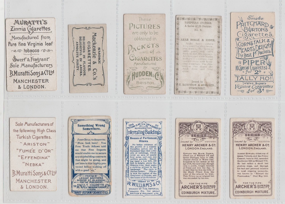 Cigarette cards, a collection of 10 scarce type cards, Hudden's Types of Smokers (1), Pritchard & - Image 2 of 2