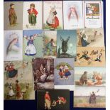 Postcards, Tony Warr Collection, a selection of approx. 71 illustrated cards of Dutch children and